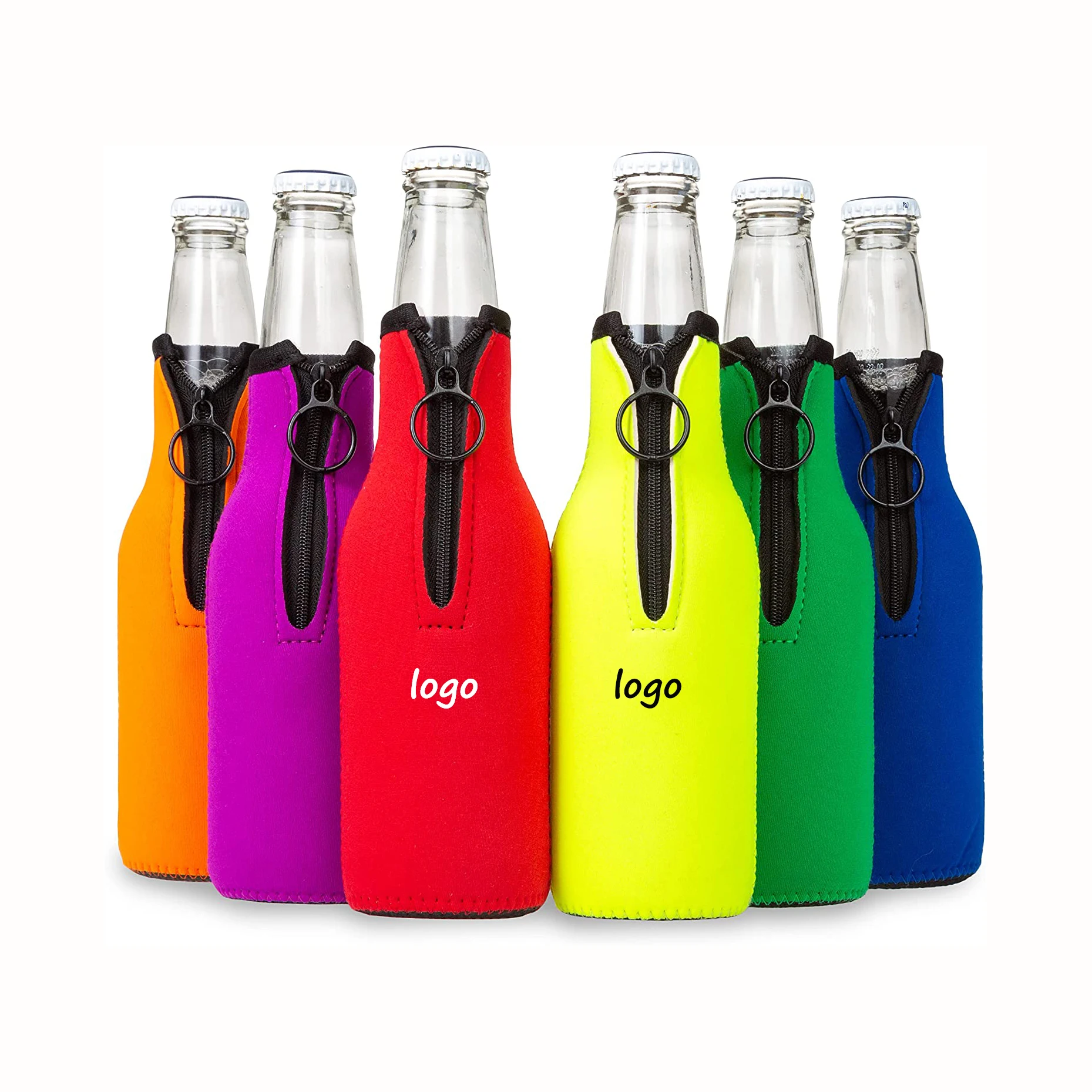 wholesale custom logo Party Collapsible Neoprene Sleeve DIY Beer cans Cooler Sleeves  with Zipper