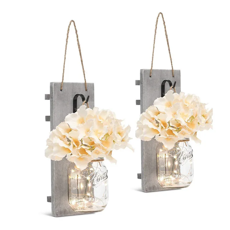 Rustic Tank lanterns  Set of Sconces with Decorative Flowers &Hanging wall bulb lamp   Farmhouse Indoor Outdoor  Ornament