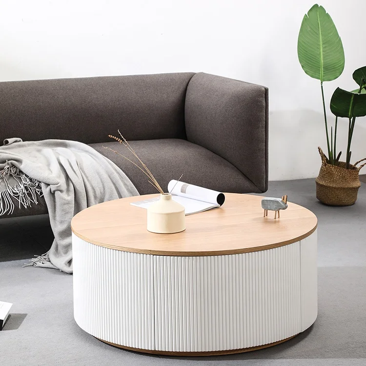 High Fashion White coffee table modern round luxury coffee table side table modern for living room