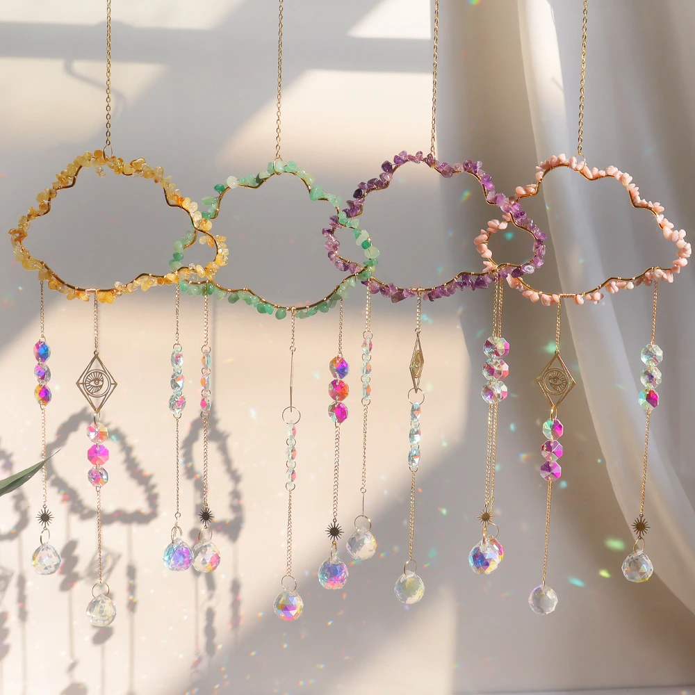 Wholesale Sun Catcher High Quality Natural Crystal Clouds Amethyst Rose Quartz Suncatchers