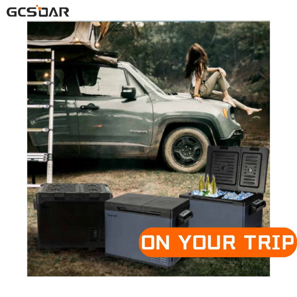 GCSOAR Dual Door LP-35G 30L C5H10/C-Pentane DC 12V/24V OR 110V-240V 45W Mini Portable 30L Car Refrigerator Freezer
