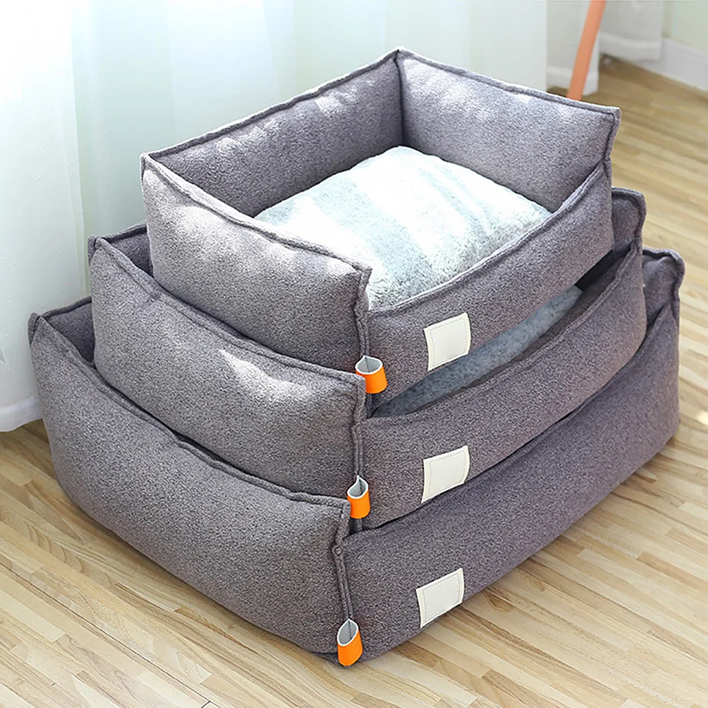 Comfy Soft Breathable Couch Calming Dog Bed with Waterproof Non-skid Bottom Travel Polyester Modern Sleep Solid Memory Foam