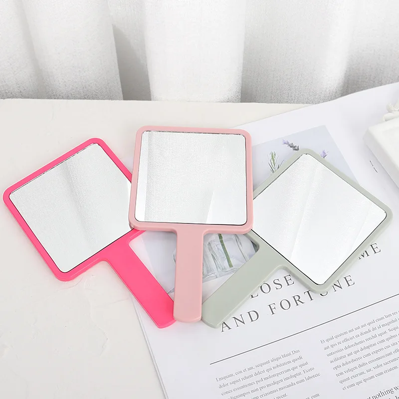 Portable Macaron color handheld makeup mirror Own brand personalized square desktop makeup mirror