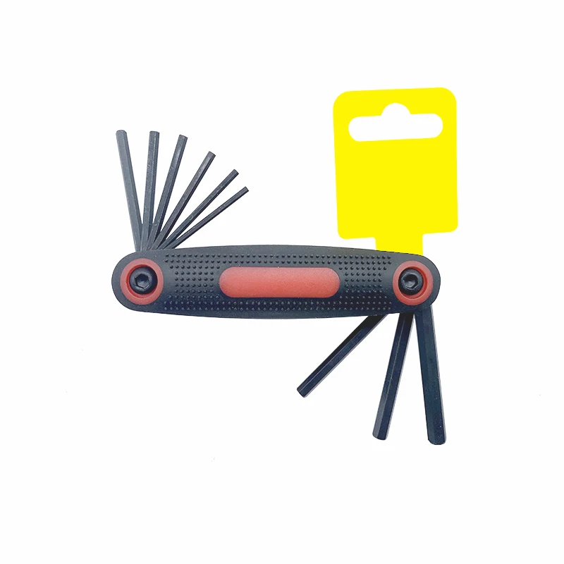 9PCS CRV Folding Tools Sae  Imperial Hex Key Wrench Allen Key Set Bike Tool Set
