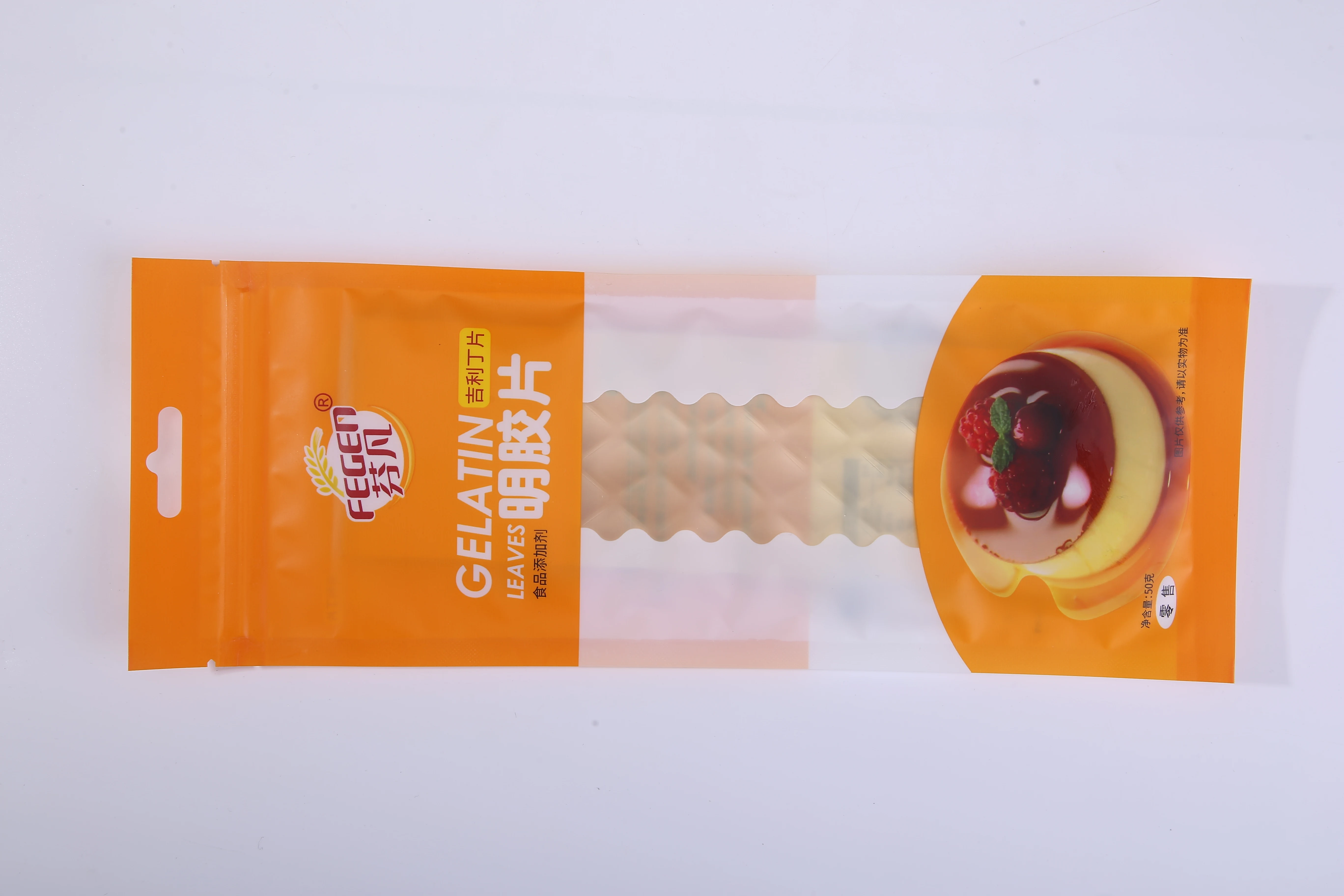 
high quality small Pouch 50g gelatin sheet/leaf gelatin for cake use factory supply directly 