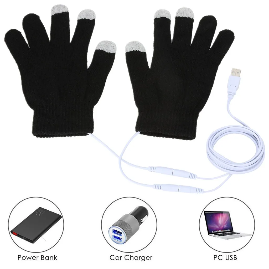 Cotton Cashmere Winter Skiing Knit Ladies Heated Women Hand Warmer Touch Screen Glove Knitted Fingerless Gloves Flip