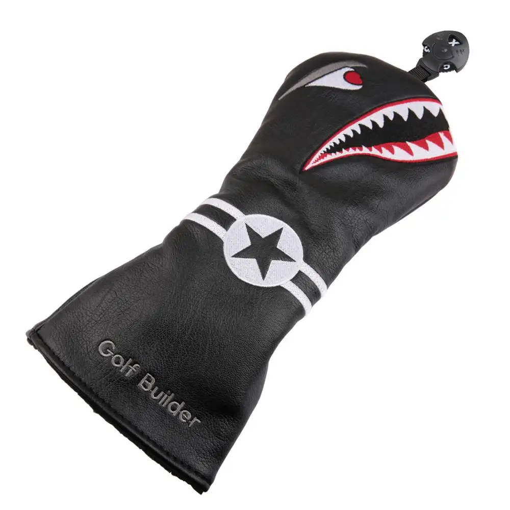 Golf Builder Black Shark Golf Wood Head Cover for Golf Driver Fairway Hybrid FW UT 3PCS/SET