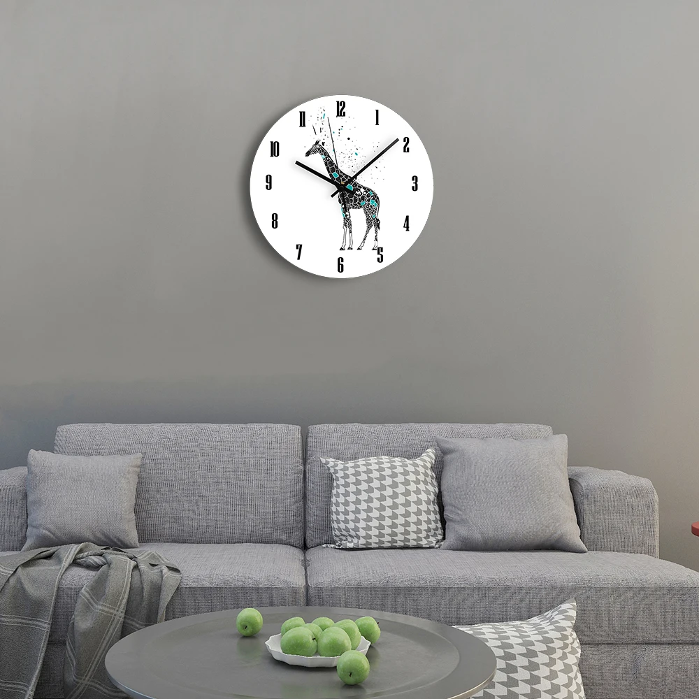 Preciser 2019 New Design Cartoon Picture Giraffe Wooden  Kids Wall Clock