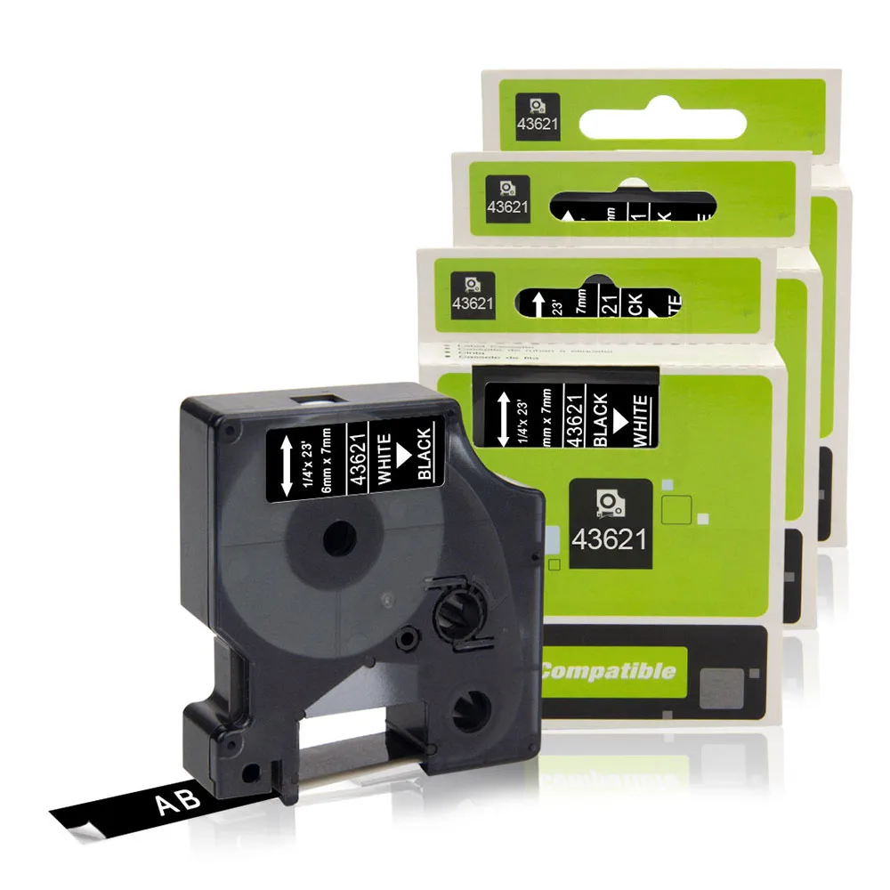6 мм x 7 м 43621 этикетки лента белый на черном для Dymo LabelManager 160 280 210D PNP