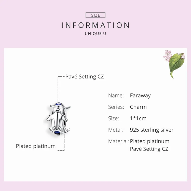Factory Jet Plane Spacer Stopper with Silicone 925 Sterling Silver Travel Journey Charm for Women European Bracelet SCC1235