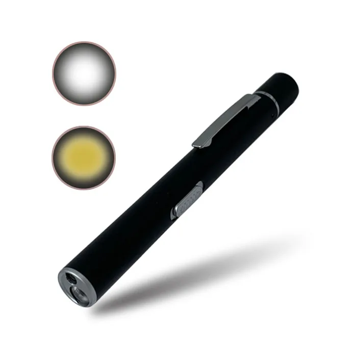 Hot sale Warm and white Dual Light penlight medical mini pocket flashlight pen light for eyes