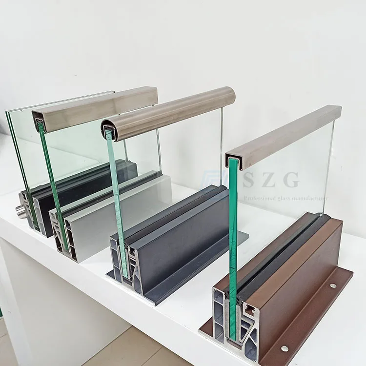 SZG Building Aluminium U Channel Glass Balustrade RGB Led Stair Railing Base Shoe Profiles