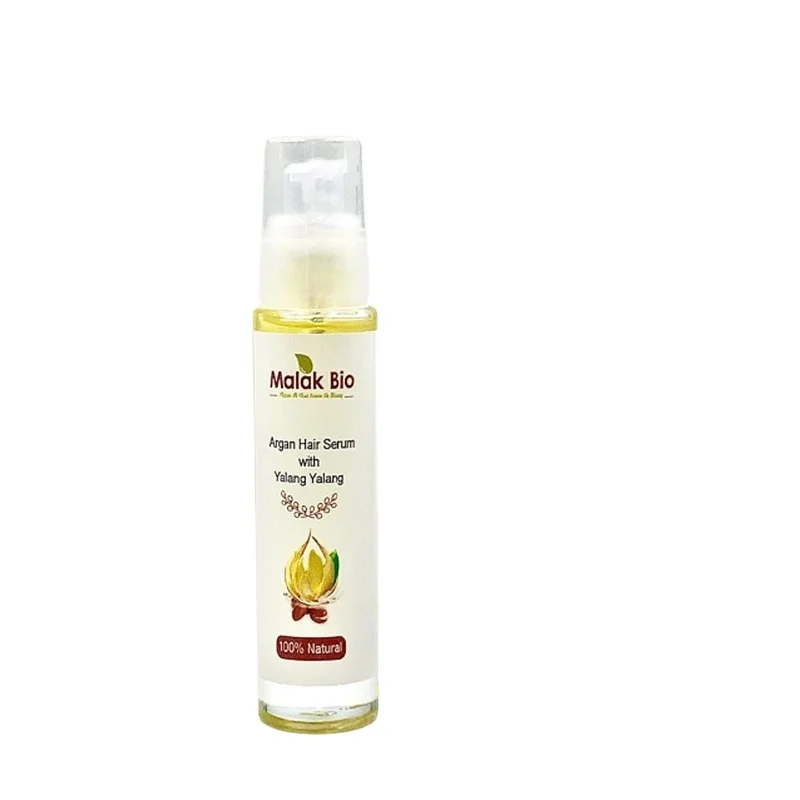 Malak Bio Argan hair Serum with yalang yalang designed to protect hair smooth moisturizer shine boosting malak bio