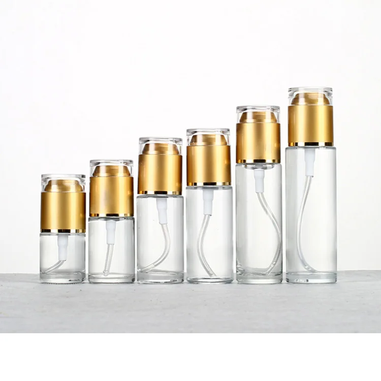 Luxury Skincare Packaging Empty Round 30ml 50ml 100ml Cream Cosmetic Glass Jar Toner Pump Lotion Bottle