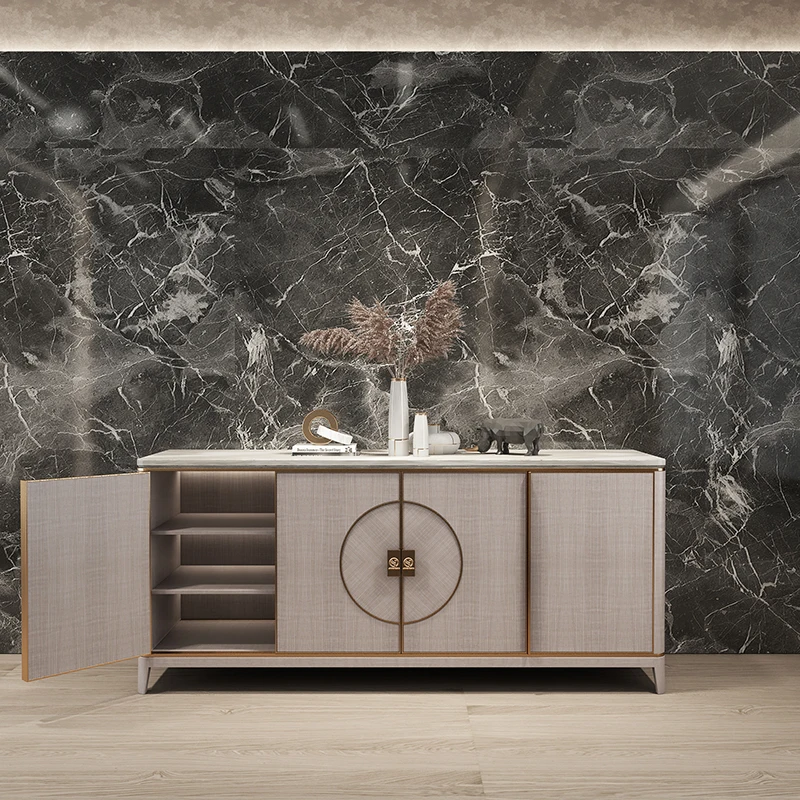 Stainless Steel Italian Marble Tv Unit Living Room Furniture Set Tv Stands Wood Marble Table Modern Tv Cabinet