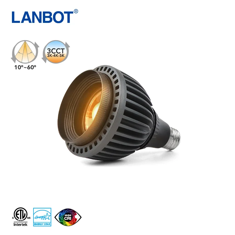 20W E27 Par30 LED Spotlight 3CCT 3000K 4000K 5000K Dark-Grey Color Par30 LED Bulb Lights