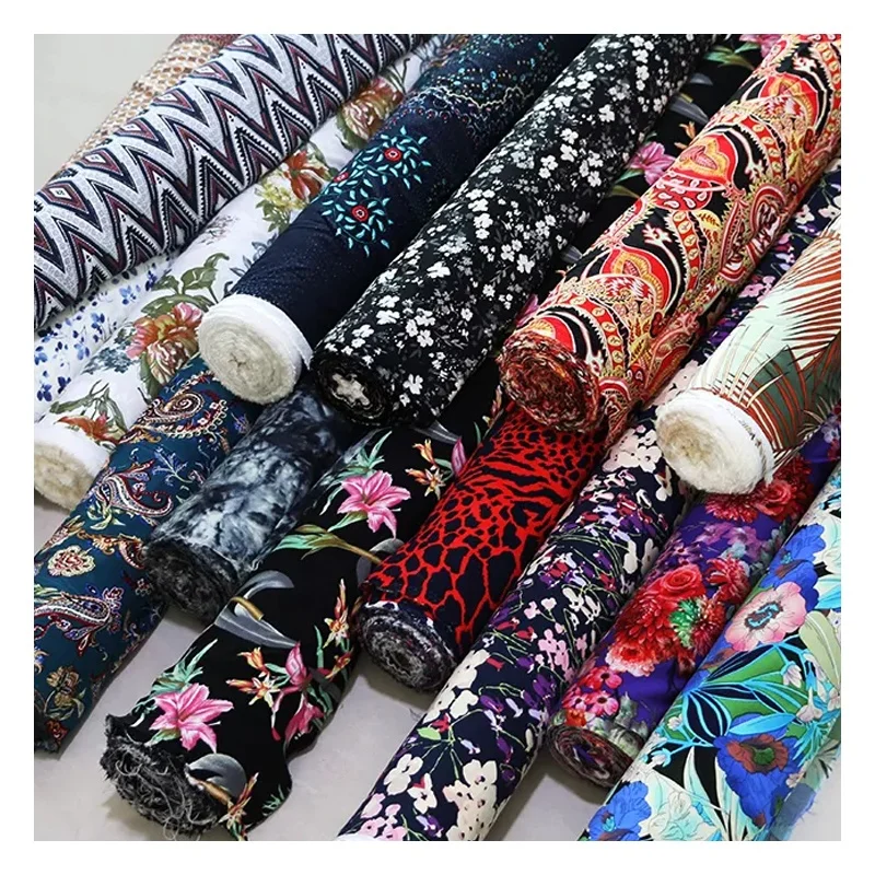 Custom kain rayon viscose challis fabric printed 100% rayon fabric digital printing for dress