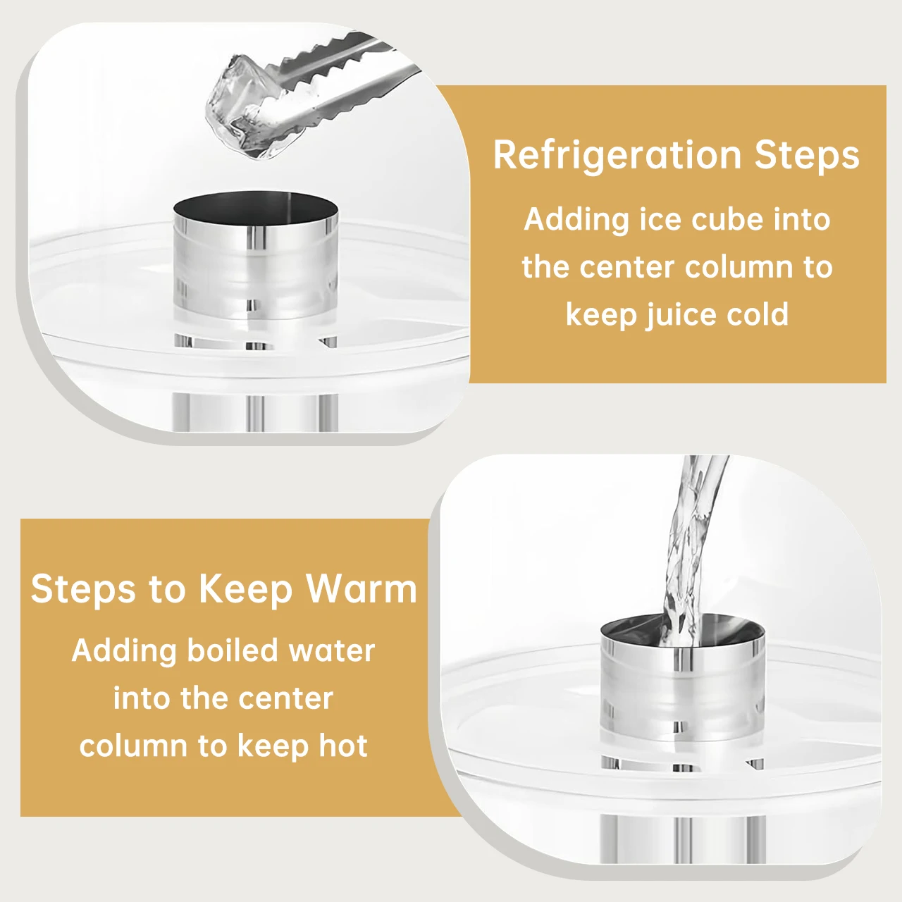 YITIAN Luxury Commercial Catering Equipment Golden 8L Plastic Beverage Dispenser Stainless Steel Cold Juice Drink Dispensers