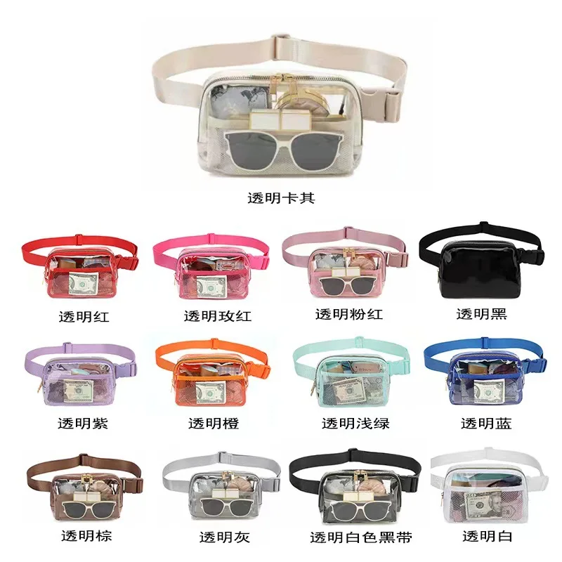 Custom Logo Eco Waterproof Sport Running Tpu Transparente Clear Belt Phone Pocket Fanny Pack Crossbody Lulu Waist Bag Unisex