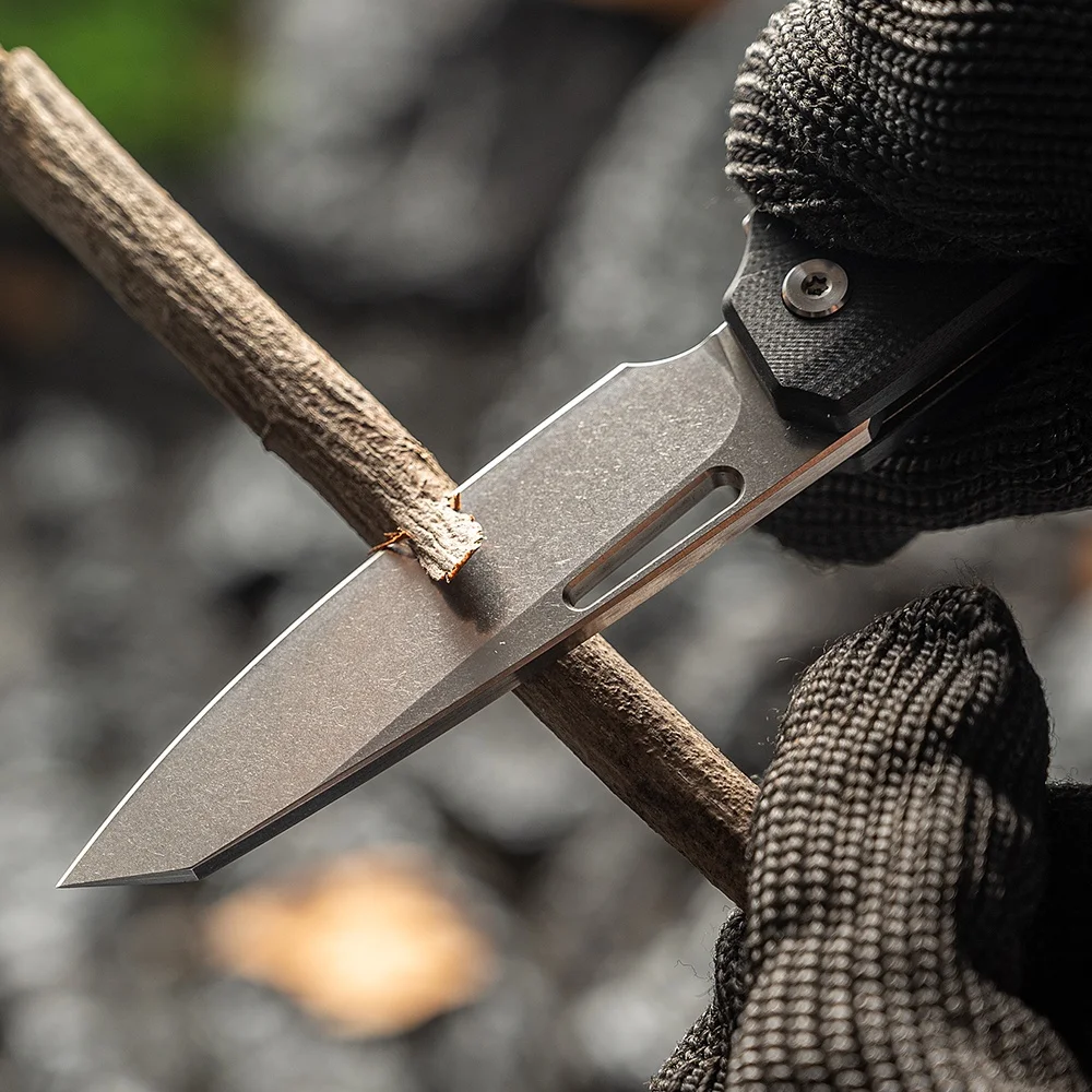 Professional Oem Factory Custom Outdoor Knife Set VG10 Steel Sandwashing Blade Black G10 Handle Defense Knife For Camping