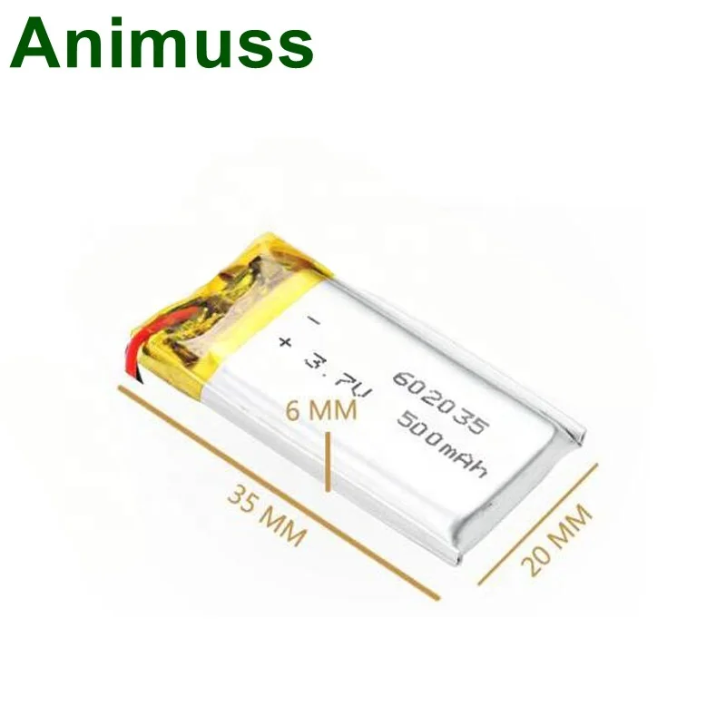 rechargeable lithium polymer battery 3.7V 500mAh 602035 lipo battery