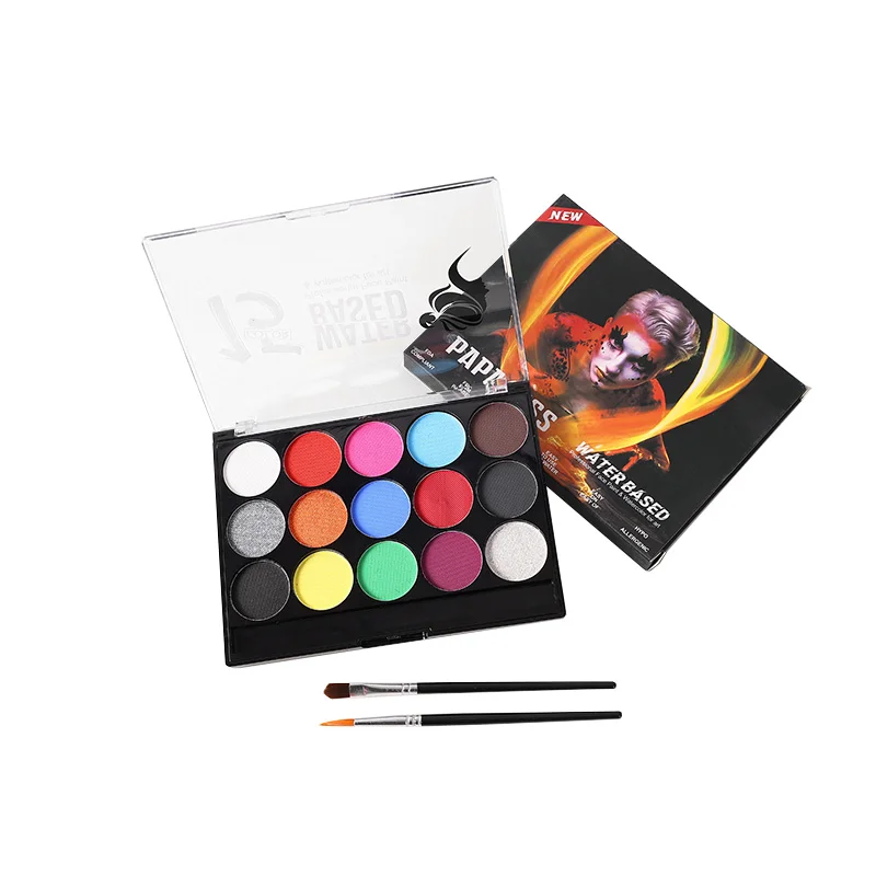 Customized 15 Colors Water-Based Long Lasting Neon Face & Body Paint Palette Halloween Makeup Non Toxic Washable Face Paint