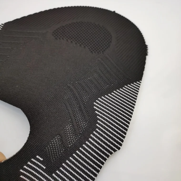 Solid Black Striped Color Mesh Knitted Sneaker Polyester Knitted Upper Mesh Fabric Sport Shoe upper