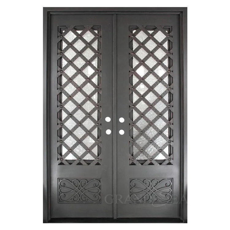 Foshan iron entry door wrought iron french doors for home manufacturer