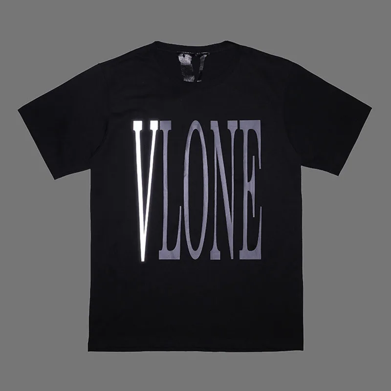  New High Grade Men T shirt Vlon Reflective Big V Printed Diamond Unisex Short Sleeved Lone Shirt