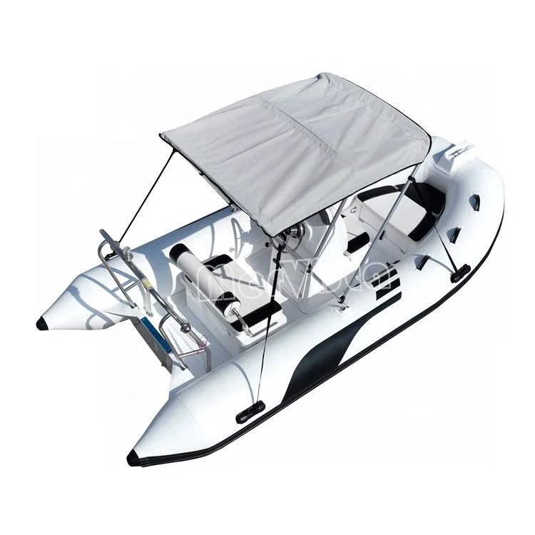 13ft white 3.9 meters dinghy boat Rigid Inflatable Fishing Steering Center Console Boat  with t-top