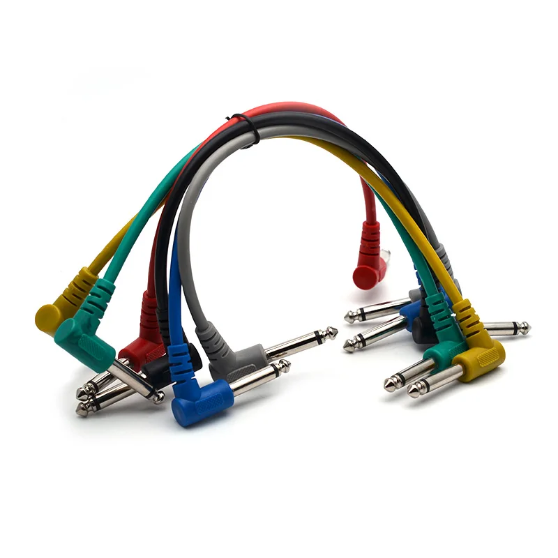 Set of 6pcs Colorful Guitar Patch Cables Angled for Guitar Effect Pedals