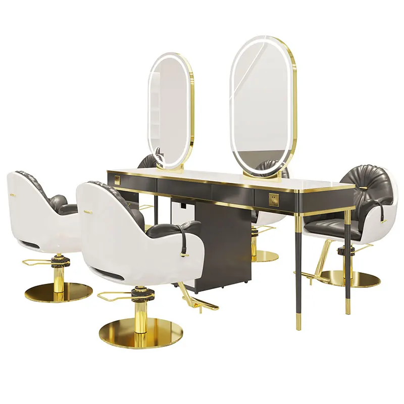 New Style Hair Salon Double-sided Mirror Chair And Set