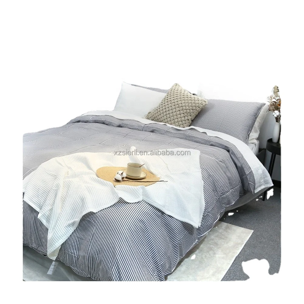 modern printing stripe 100% Pure Organic Viscose Bamboo Sheet Set , Silk Feel, Cooling, Anti-Static, Hypoallergenic