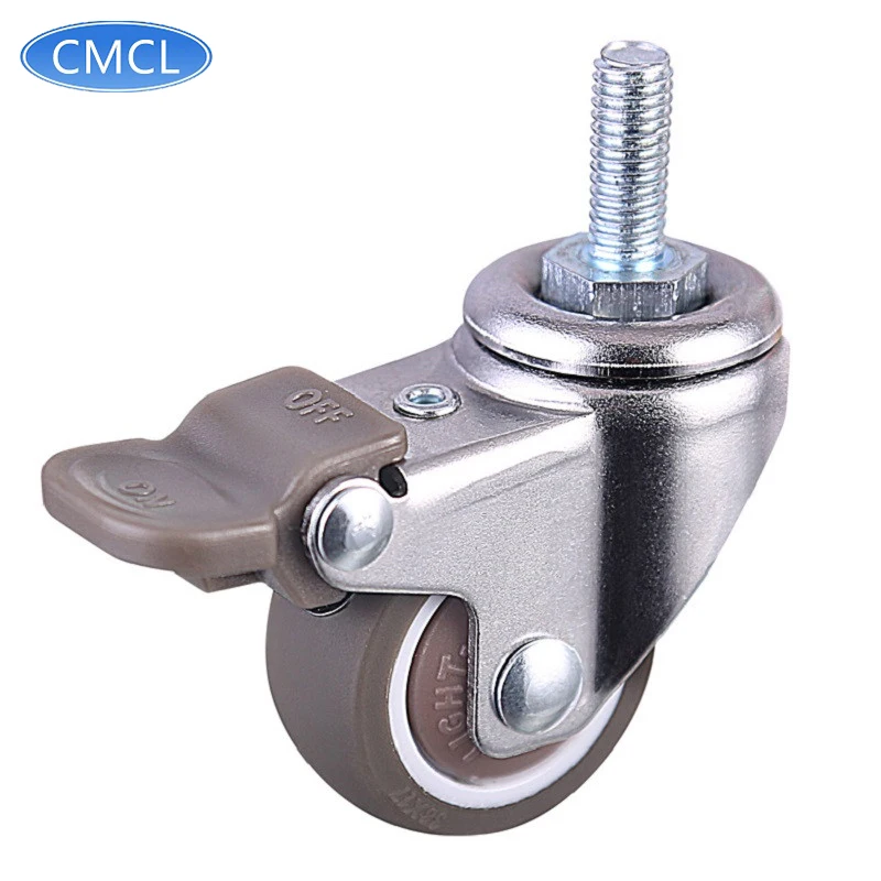 CMCL Silent Castor M6/8 Medical Tpe Swivel Casters With Brake Furniture Caster Wheels