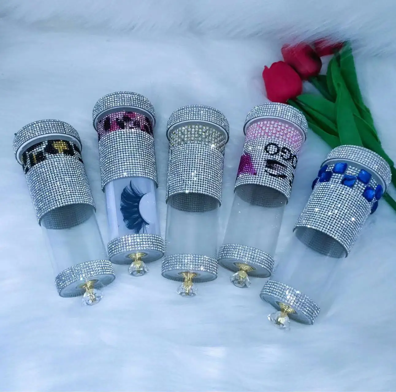 2022 Hongjun Reliable Soft Magnetic Grafting Rose Gold Diamond With Logo Packaging Lashes With Eyelash Cases Privtate Label