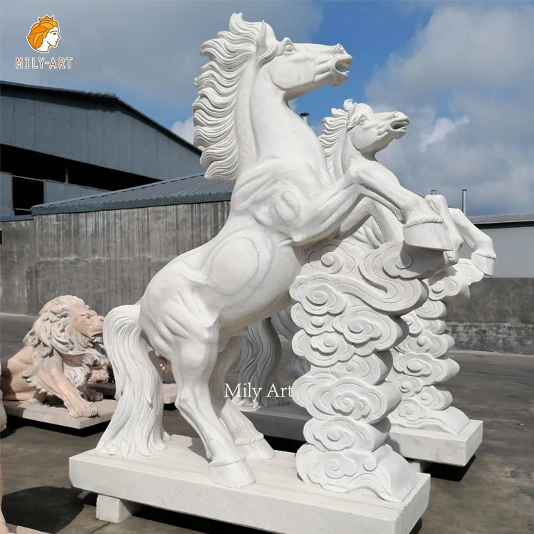 Life Size Home Decor Hand Carving White Marble Horse Statue Sculpture for Sale