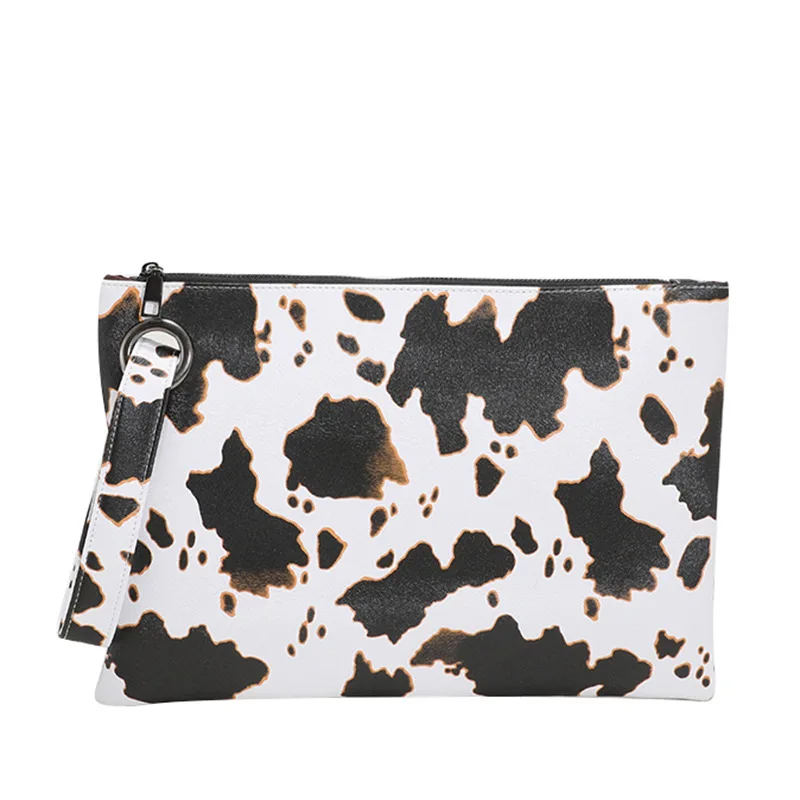 Fashion Animal Print Wristlet Handbag High Quality Evening Cosmetic Purse Leopard And Cow Sunflower Aztec Print Envelope Clutch