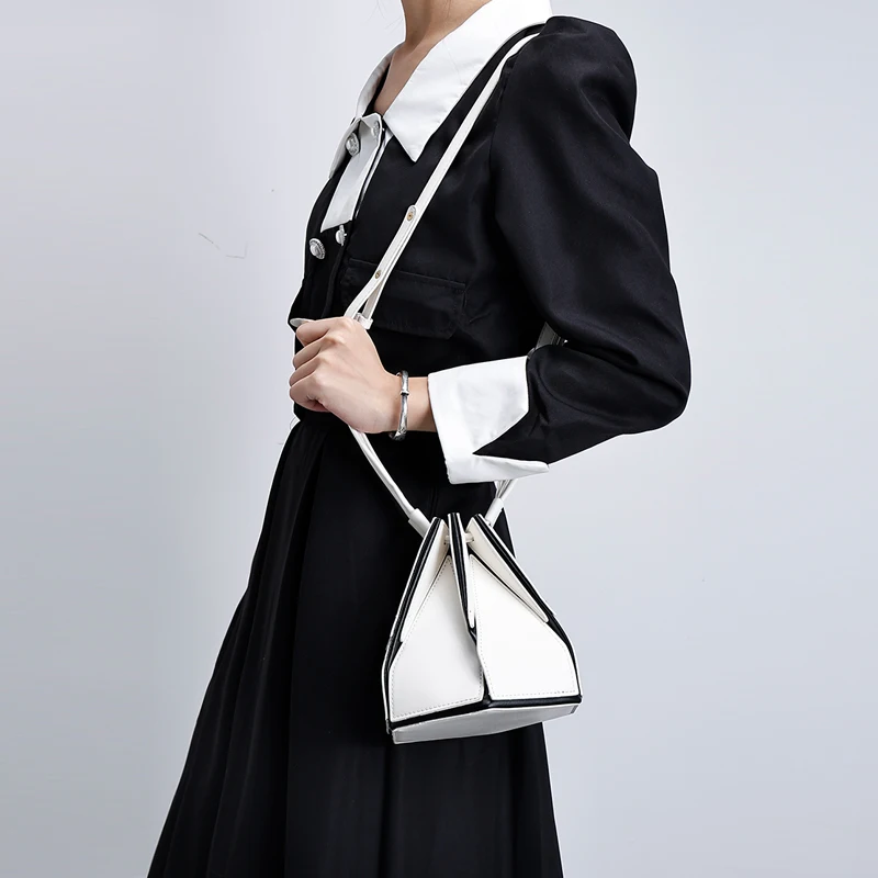 Fashion design foldable small hand bag for women 2024 new ladies messenger crossbody bag pu leather bucket bag purses