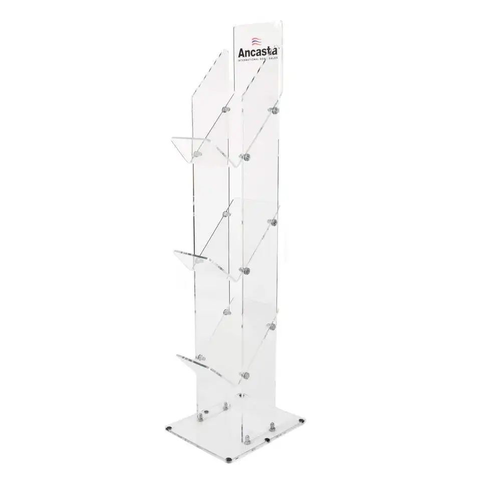 Wholesale Custom clear transparent acrylic 3 tier Magazine rack brochure holder stand