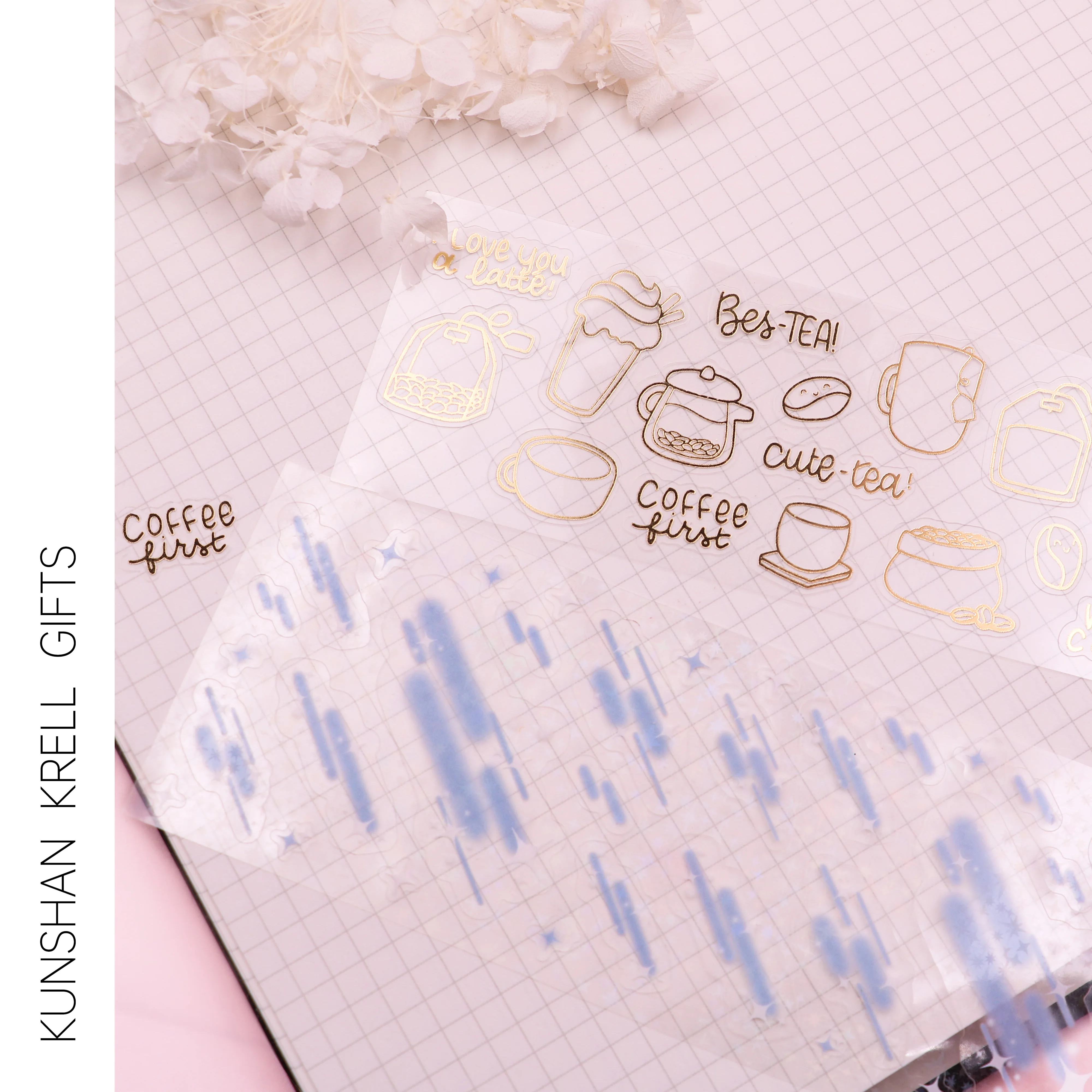 Printing hand account Wholesale Custom Cute Charm Waterproof Anime Sticker Laser Glitter Sticker