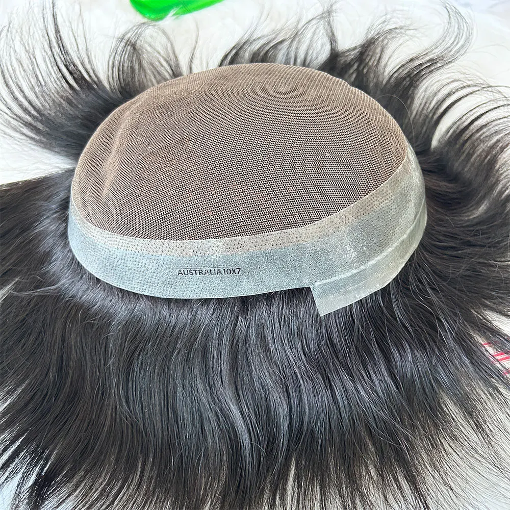 Cheap Price Wholesale  Natural Color Wave Hair System Ultra Thin Skin Pu With Lace Mono Australia Base Toupee For Men Wigs