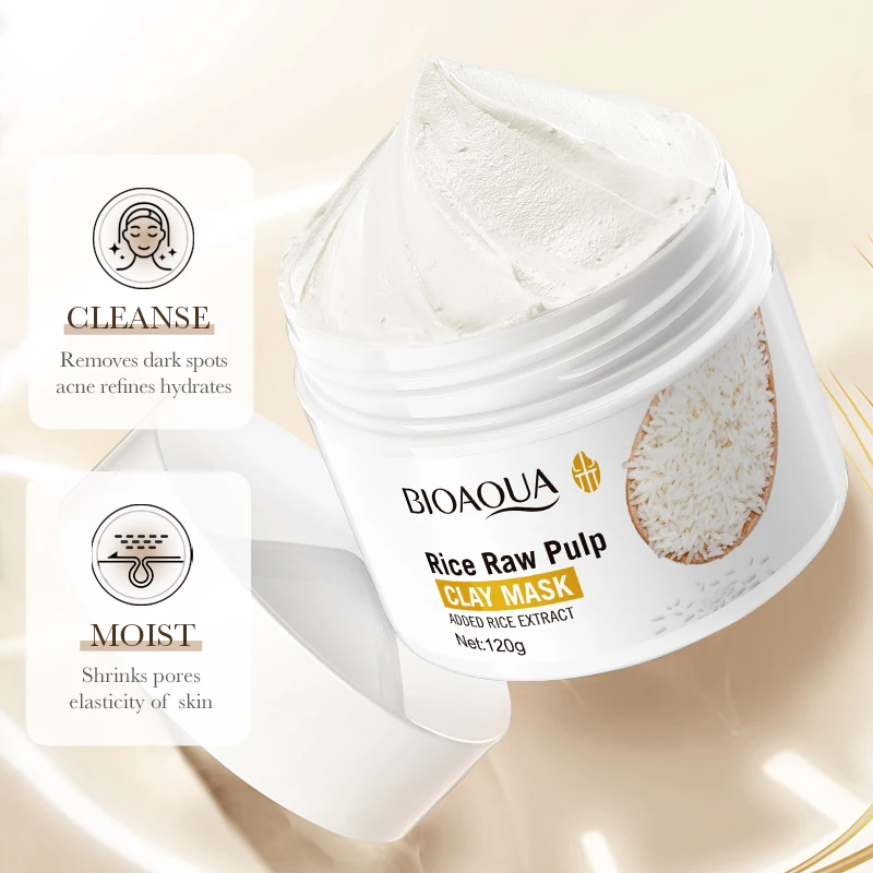 BIOAQUA Rice Collagen Organic Cleansing Skin Clay Facial Mask Oil Control Whitening Brightening Exfoliating Face Mask For Women