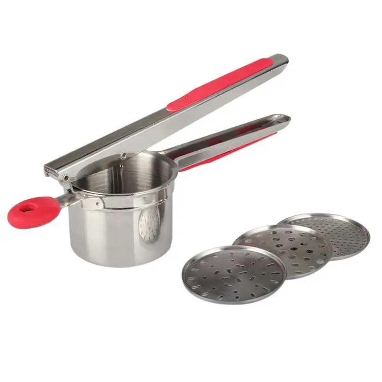 New Design Kitchen Cooking Gadgets Mash Potato Ricer Vegetable Press with 3 Interchangeable Discs