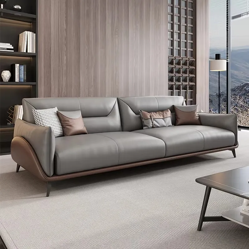 Modern Home Living Room Set Furniture Customized Luxury Style Fabric Sponge Combination Leathaire Sofa