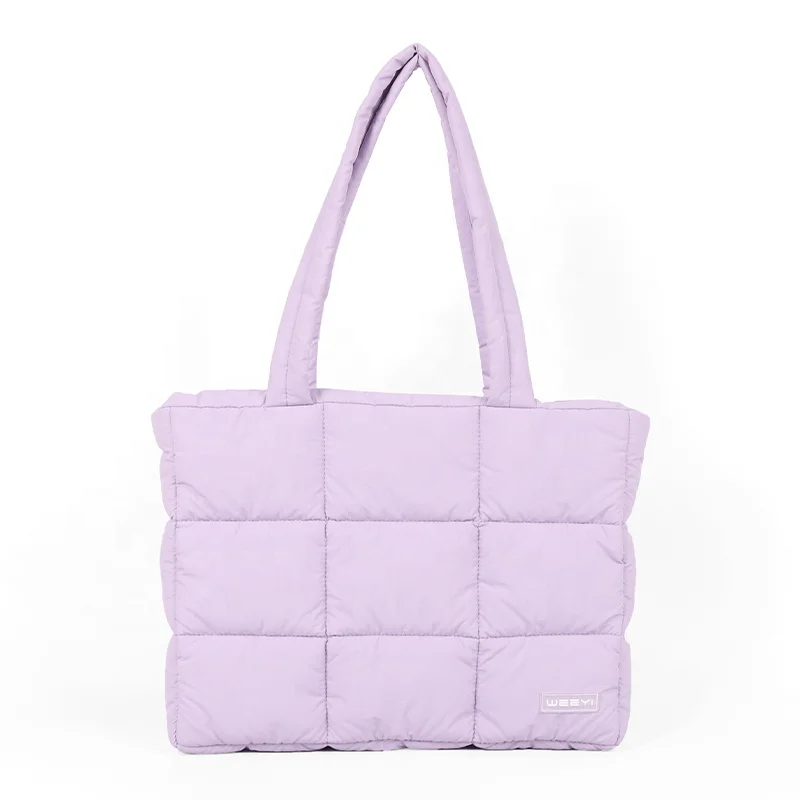 CHANGRONG Custom large Women puffer quilted tote bag nylon