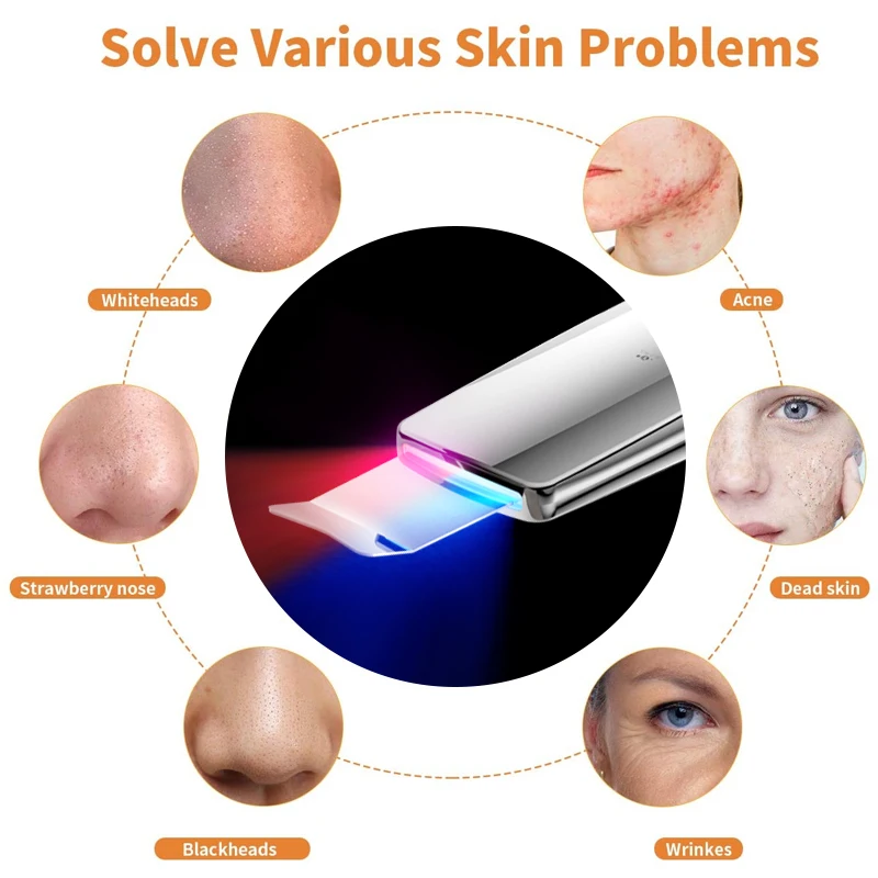 Wholesale Face Cleaning Manufacturer Sonic Peeling Shovel Skin Scrubber Machine with LED Light