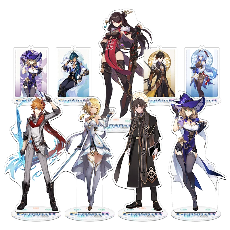 8CM Genshin Impact Diluc Jean Lisa Tartaglia Paimon game toys Acrylic Stand figures keychain pendant decoration for player