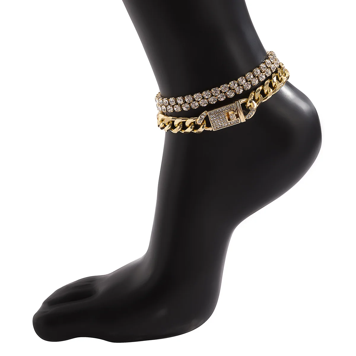 2023 Barefoot Anklet Sandals Diamond Sexy Cuban Link Anklets for Women Non Tarnish