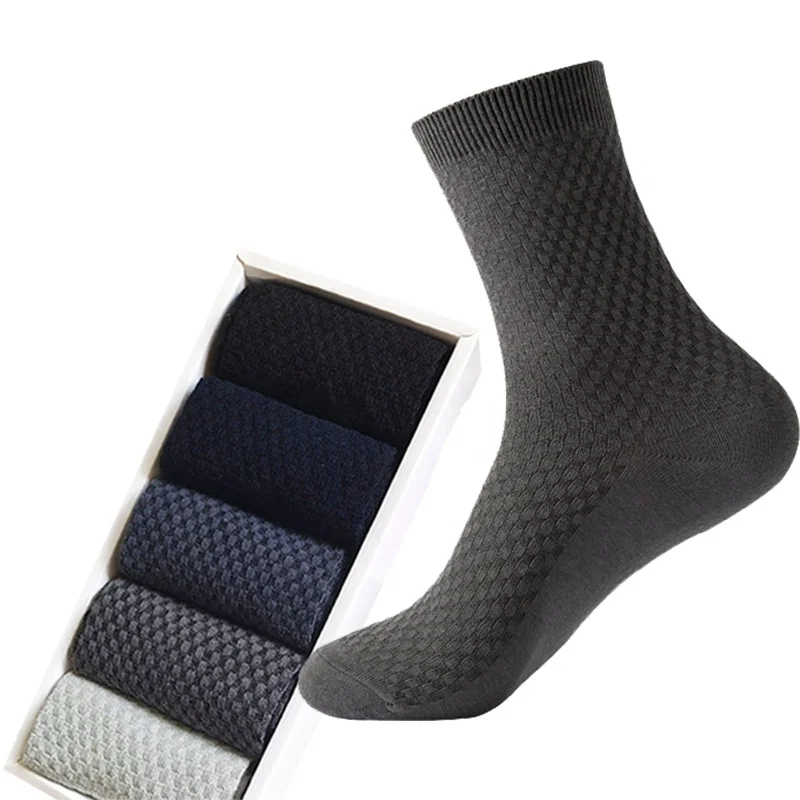 Wholesale Luxury Anti-bacterial Socks Organic Bamboo Charcoal Business Dress Crew Socks Gift Box For Men