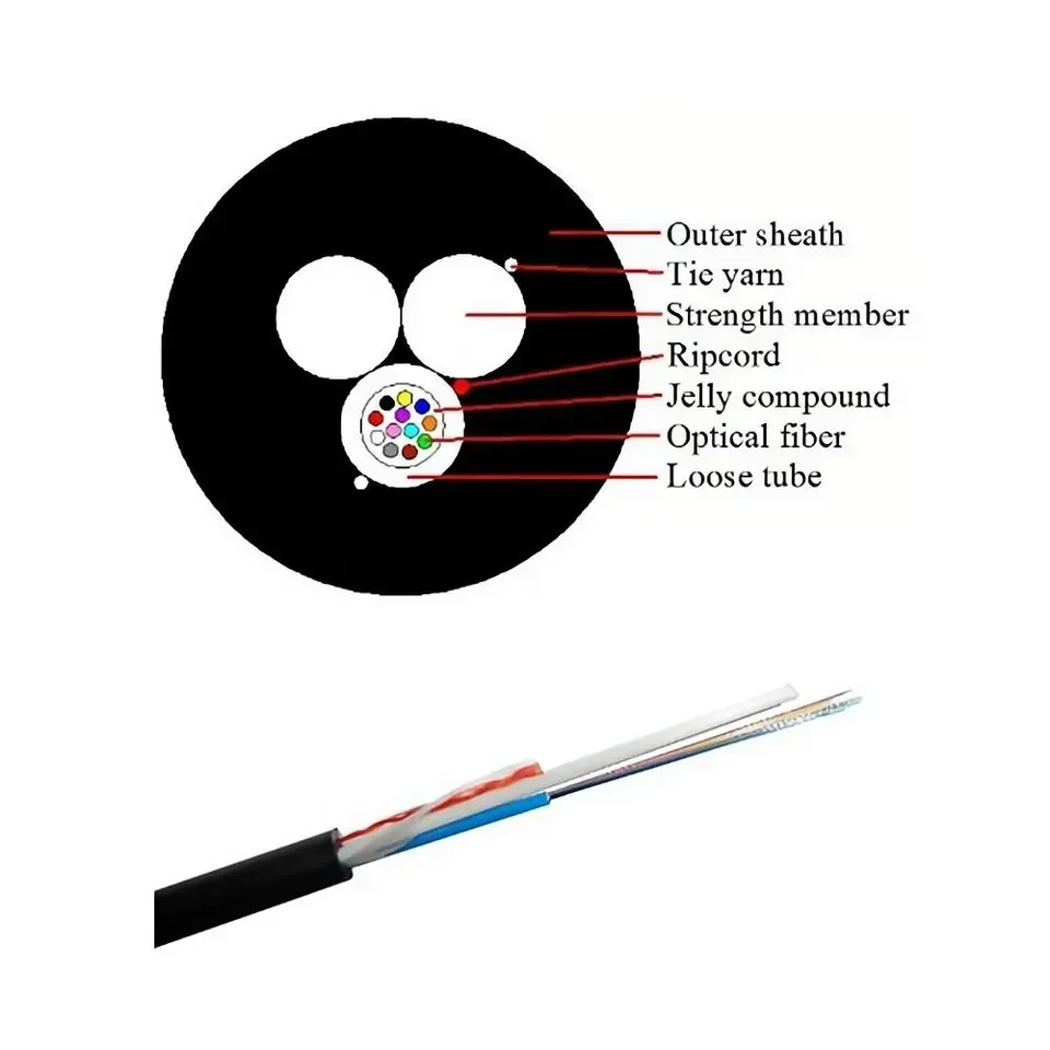 Aerial ASU Cable 12 FO G652D Fiber Optic Cable With Frp Strength Member Mini ADSS Cable